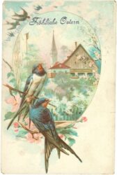 ostern landschaft mit vögel