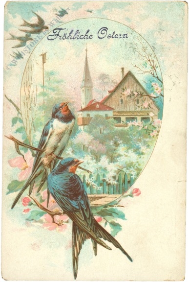 ostern landschaft mit vögel