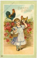 ostern mädchen mit hühner und eier