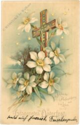 ostern halt's gegen das licht kreuz mit blumen