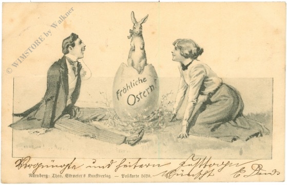 ostern pärchen mit osterei und hase