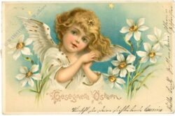 ostern engel mit blumen