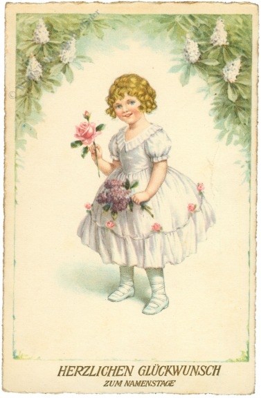 namenstag mädchen mit rosen