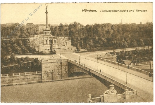 münchen, prinzregentenbrücke und terrasse
