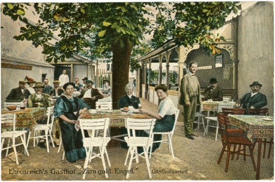 krems, ehrenreich's gasthof "zum gold. engel", gasthofgarten