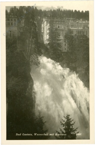 bad gastein, wasserfall mit kurhaus bad gastein, wasserfall mit kurhaus