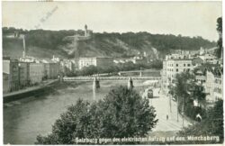 salzburg, gegen den elektrischen aufzug auf den mönchsberg