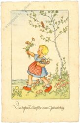 geburtstag mädchen mit blumen