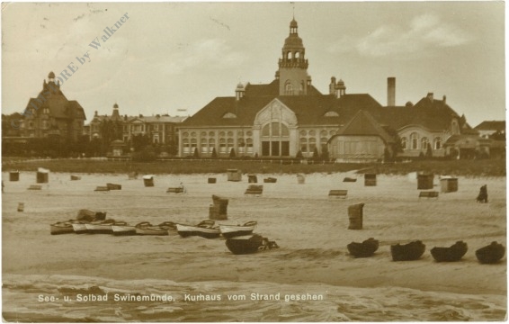 swinemünde, kurhaus vom strand gesehen
