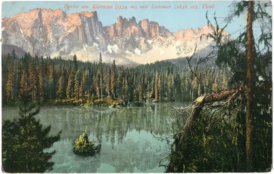 karersee, partie am see mit latemar