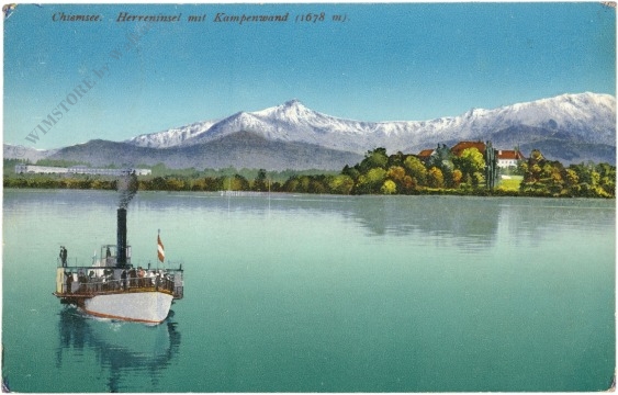 chiemsee, herreninsel mit kampenwand