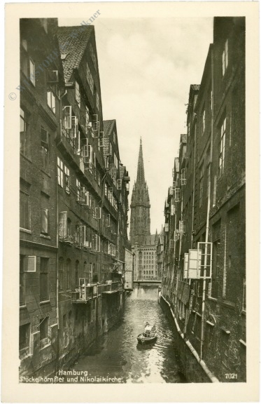 hamburg, stöckelhornflet und nikolaikirche