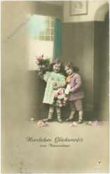 namenstag mädchen mit blumen