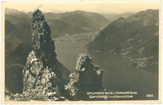 gmunden, blick vom traunstein, gamskogl mit dachstein