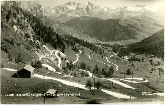 dolomiten, grödnerjochstraße gegen colfuschg