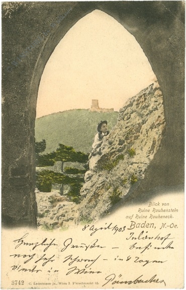 baden, blick von ruine rauhenstein auf ruine rauheneck