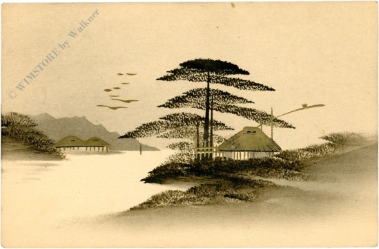 japanische landschaft golddruck