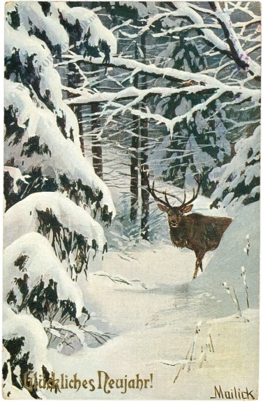 neujahr hirsch im wald