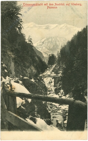 tobadill, trisannaschlucht mit dem ausblick auf wiesberg, paznaun