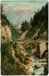 tobadill, ausgang des paznauntales mit schloss wiesberg und trisanna viadukt