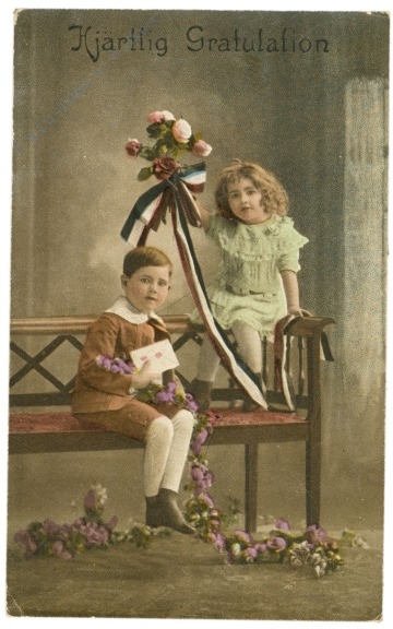 glückwünsche, kinder mit blumen