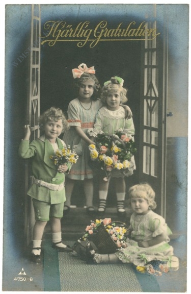 glückwünsche, kinder mit blumen