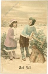 weihnachten kinder holen den baum