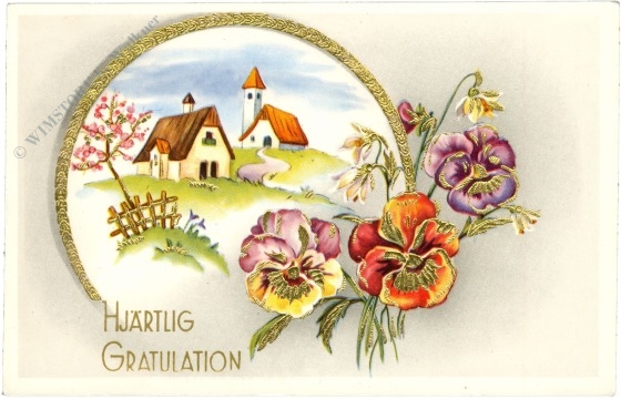 glückwünsche, landschaft mit hornveilchen