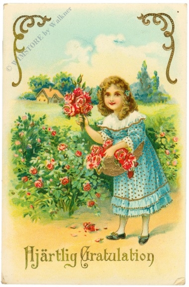 glückwünsche, mädchen mit rosen