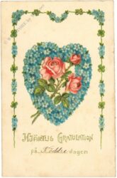 glückwünsche, rosen und vergissmeinnicht