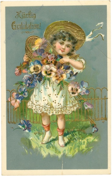glückwünsche, mädchen mit veilchen