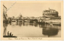 rom, veduta del tevere von ponte e castel s. angelo
