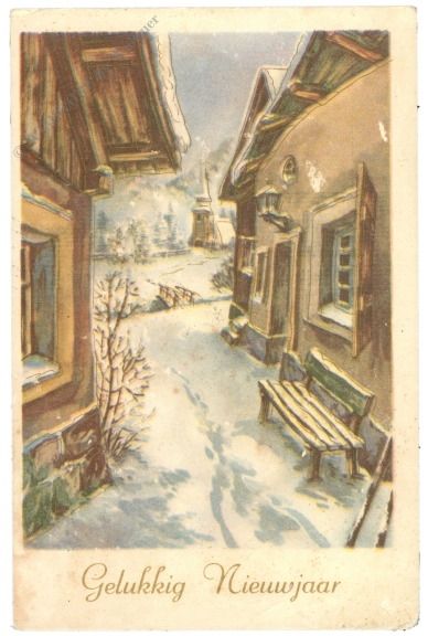 neujahr verschneites dorf