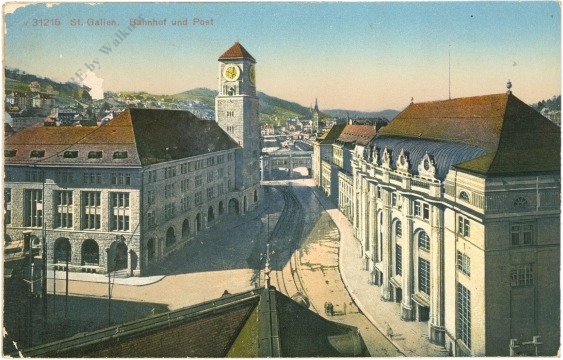 st. gallen, bahnhof und post