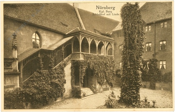 nürnberg, kgl. burg, schlosshof mit linde