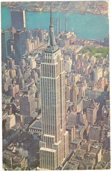 new york, new york city, aerial view of the empire state building