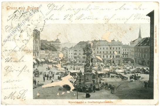 brünn, krautmarkt und dreifaltigkeitssäule