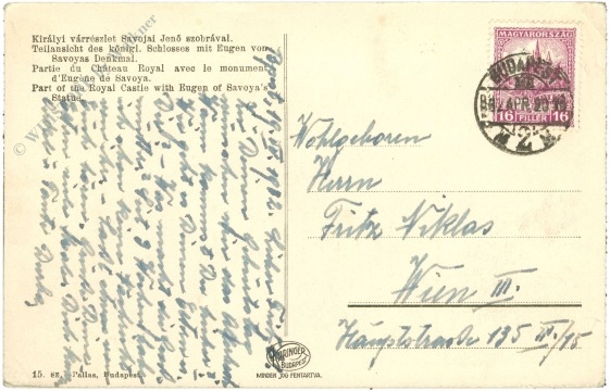 budapest, teilansicht des königl. schlosses mit eugen von savoyas denkmal