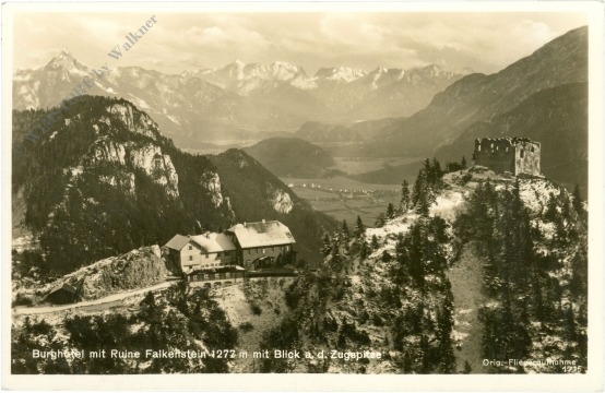 pfronten, burghotel mit ruine falkenstein mit blick a.d. zugspitze pfronten, burghotel mit ruine falkenstein mit blick a.d. zugspitze