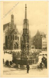 nürnberg, schöner brunnen mit frauenkirche
