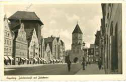 augsburg, jakoberstraße mit jakobertor