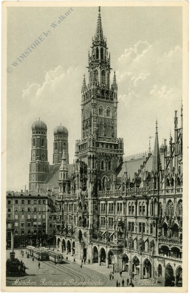 münchen, rathaus und frauenkirche