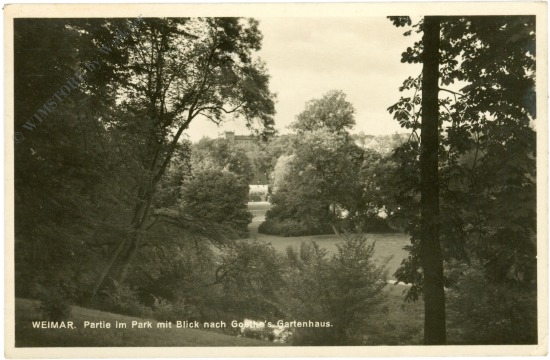 weimar, partie im park mit blick nach goethe's gartenhaus