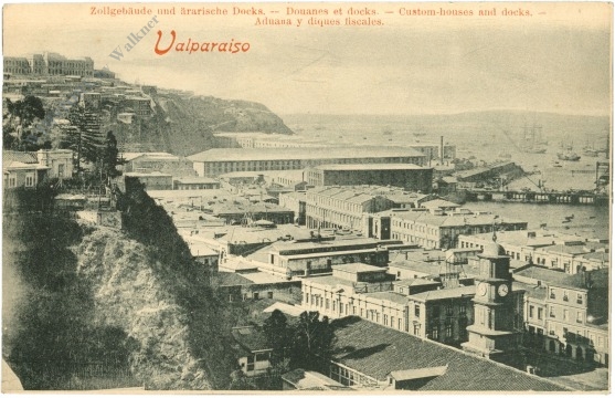 valparaiso, zollgebäude und ärarische docks