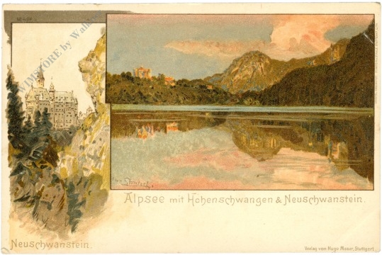 schwangau, alpsee mit hohenschwangen und neuschwanstein