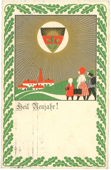neujahr, familie am weg heil neujahr!