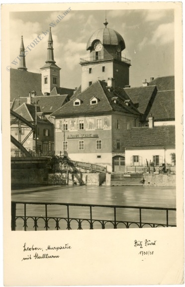 leoben, murpartie mit stadtturm