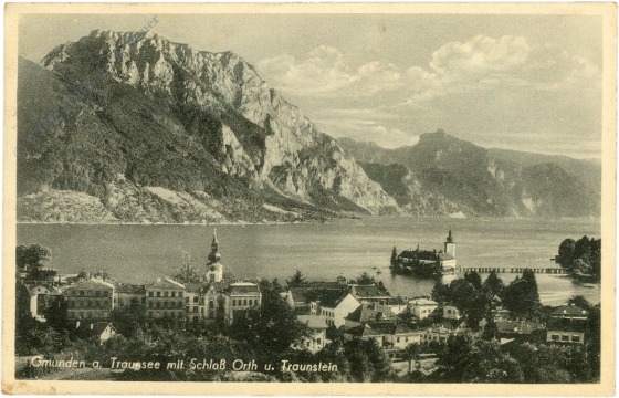 gmunden, am traunsee mit schloß orth und traunstein gmunden, am traunsee mit schloß orth und traunstein