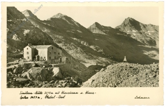 similaun hütte mit kreuzkamm und kreuzspitze