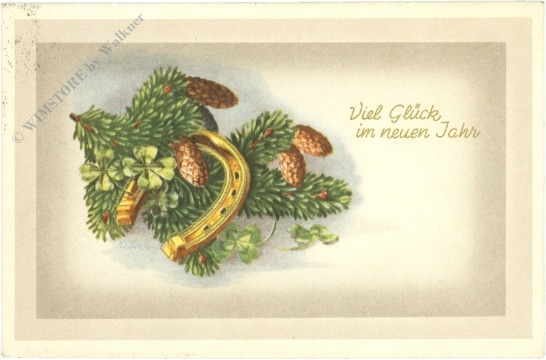 neujahr, zweig mit glücksbringer